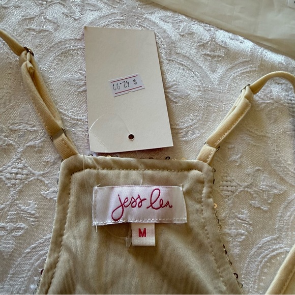 Jess Lea Sequin Tank Women’s Medium Champagne Gold Sparkle Sleeveless Racerback - Picture 5 of 15